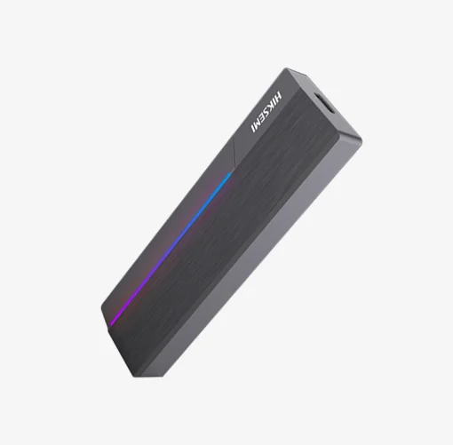 Cod. 036 Capsula HIKSEMI M.2 MDR1 P/SSD NVMe/SATA / 10Gbps / Compatible: Windows /MacOS/Linux /Android / USB 3.2 Tipo-C (Incl. cable USB-A)  / Iluminación RGB con ASUS Aura SYNC / Aluminio