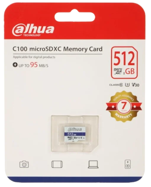 Cod. 309 Memoria Micro SD Dahua C100 / 512GB / Clase 10 V30 / escritura 85MB/s - 80MB/s lectura