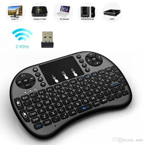 Cod.304 Mini Teclado inal&aacute;mbrico ENV / 2.4GHz / Iluminaci&oacute;n LED / panel t&aacute;ctil touchpad / Comp.: SmartTV, PC, Laptops, Android, TV Box, XBOX360/PS3