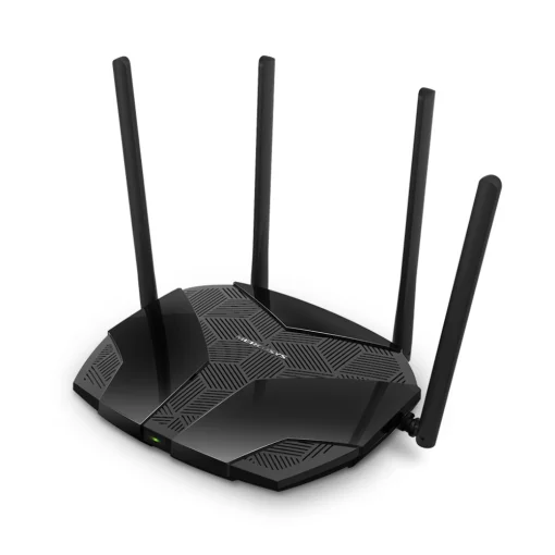 Cod. 139 Router MERCUSYS MR80X / Wi-Fi 6, Banda Dual AX3000 / 2402 Mbps (5 GHz) + 574 Mbps (2.4 GHz) / 3* P/LAN GIGABIT / 1*P/WAN GIGABIT / 4× 5 dBi Antenas fijas omnidireccionales / MU-MIMO y OFDMA