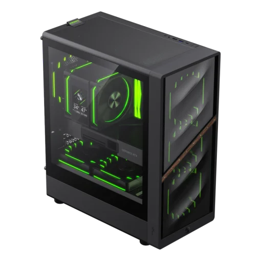 Cod. 402  CASE GAMEMAX AERIS 330 MB BK M-ATX TIPO-C/ 1*USB 3.0/ 1*USB 2.0 /  4*FANS ARGB (FRONT. 3*12CM, POST. 1*12CM) + CONTROLADORA / LAT. VIDRIO TEMP. Y FRONTAL MALLA.