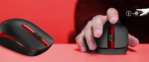 Cod. GE:167 Mouse Genius Wireless NX-7007 / 1200DPI /&nbsp;tecnolog&iacute;a BlueEye / negro-rojo