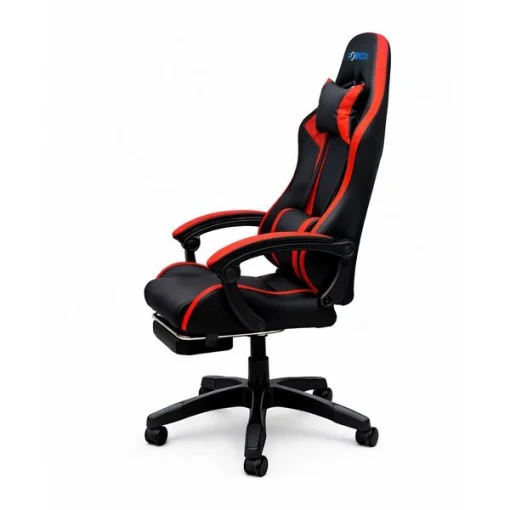 Cod. 1205 Silla Gamer Potenzza Black/Red / Almohada cabeza y zona lumbar / reclinable 120&ordm; / Rotaci&oacute;n 360&deg; / Reposapi&eacute;s retr&aacute;ctil