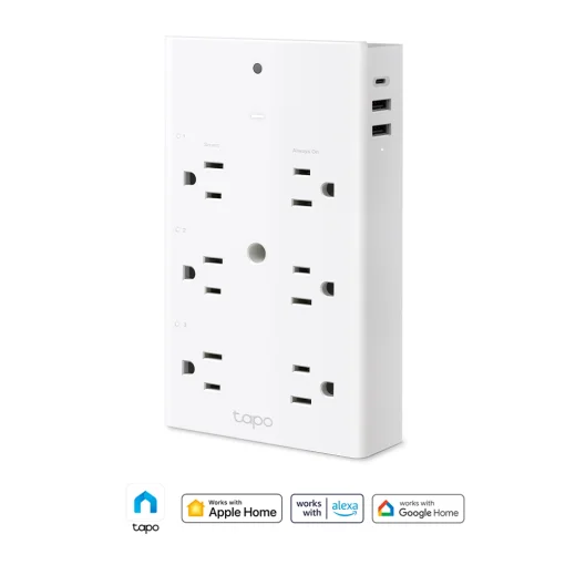 Cod. 1070  Enchufe Smart Wi-Fi 9 en 1 TP-Link Tapo P306 / 3*tomas smart + 3*tomas activos + 2*USB-A (QC3.0) + 1*USB-C (PD) carga rápida 18W / Compatible: Alexa, Google Home y Apple Siri / Prot. contra sobretensión / Programable y temporizador