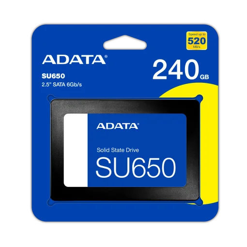 Cod. S:349 SSD ADATA Ultimate SU650 240GB / 3D NAND / 2.5&quot; / SATA 6Gb/s / Escritura 520 MB/s y 450 MB/s Lectura