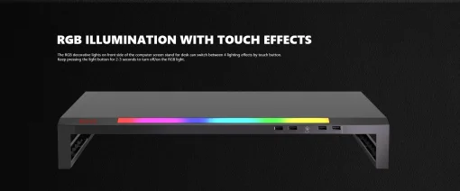 Cod. 977 Base para Monitor MARVO DZ-01 / Iluminación RGB con efectos / 4*Puertos HUB USB 2.0 / cable 1.6 m / Dimensión: 520*198*80 m