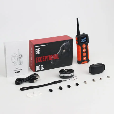 Cod. 1184 Collar de Entrenamiento P/Perros PD 518-1 Orange / Recargable, Impermeable IPX7 / 3*Modos (Sonido, Vibraci&oacute;n, Choque) / Con Control Remoto y Pantalla LCD