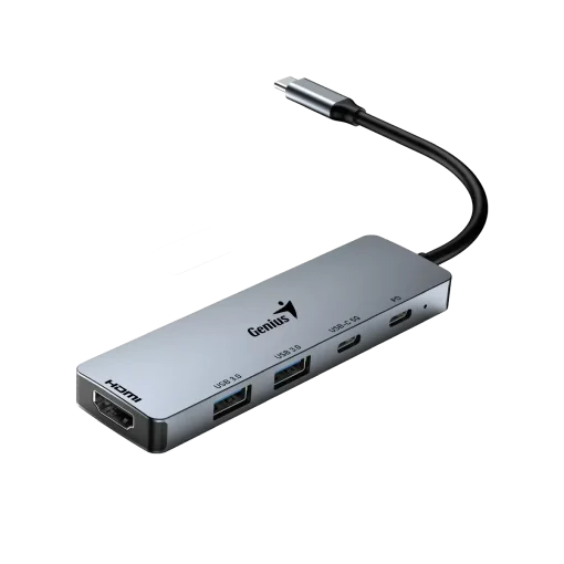Cod. 375 Hub Multipuertos Genius UH-500 5 en 1 / Interfaz: USB-C a 1*HDMI 4K@60Hz, 1*USB-C PD (Carga r&aacute;pida 100W), 2*USB-A 3.0 &amp; 1*USB-C 5G, / Compatible: Windows&reg;, Mac OS, Android, Apple IOS / Plug &amp; play