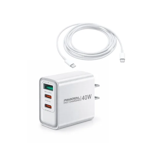 Cod. 263 Cargador de pared Pavareal K71 3EN1 (1*USB-A + 2*USB-C) 40W (Carga r&aacute;pida) / incl. Cable USB-C