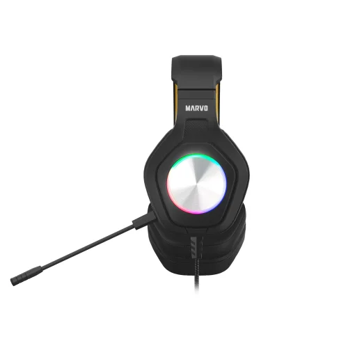 Cod. 124 Headphone MARVO Pulz 80 (HG9084) / 50mm (est&eacute;reo potente) / Luces RGB / Mic. omnidireccional extra&iacute;ble / Multiplataforma 1*jack 3.5mm + adaptador a 2 jack + USB(LuzLED) / Compatible: PS4, PS5, Xbox One, PC, Android, macOS e iOS