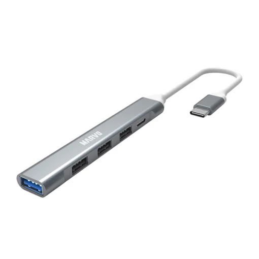 Cod.978  Hub MARVO UH008 / Interfaz USB Tipo-C a 1*USB 3.0 + 3*USB 2.0 + 1*Tipo-C / plug &amp; Play / Metal