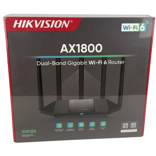 Cod. 153 Router Wi-Fi 6 AX1800 Gigabit HIKVISION WR18X / 1,8 Gbps (574 Mbps@2,4 GHz, 1201Mbps@5 GHz) / 4*Puertos Gigabit / OFDMA y 1024-QAM. - Beamforming, MU-MIMO / Gestión: Web &amp; APP Hik-Connect - Hik-Partner Pro / Multimodo (Access Point, Extersor de R