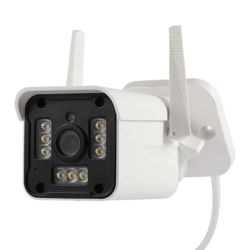 Cod. 268 Cámara Smart Wi-Fi, P/Exterior HY QC2 Full HD 1080p / 9 LED + infrarrojo / Detección de movimiento / Audio bidireccional y Alarma / almacenamiento micro SD hasta 128GB