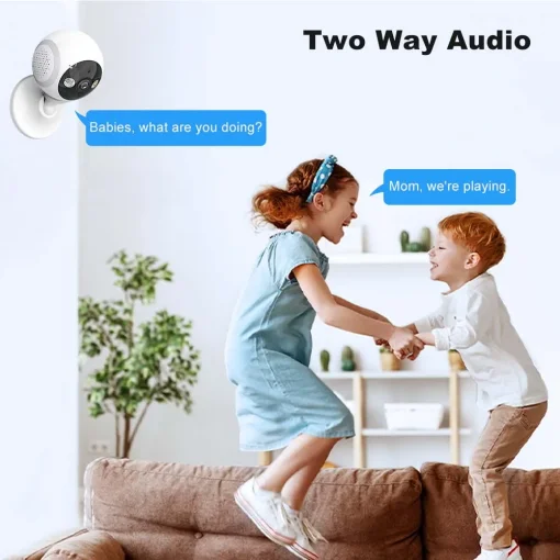 Cod. A:265  Cámara Smart Wi-Fi, P/Interior QC9 Full HD 1080p / lente 3MP con gran angular de 180 grados / 2 LED + infrarrojo / Monitor de bebé de seguimiento humano / protección de Seguridad de doble pantalla en la plataforma / Audio bidireccional / almac