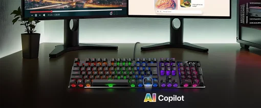 Cod. 289 Teclado Mec&aacute;nico Genius GX Scorpion K12 / iluminaci&oacute;n RGB / Switch Marron / AI Copilot / teclas completas anti-ghosting / 12 teclas FN P/acceso r&aacute;pido / Espa&ntilde;ol USB, Wired 1.8m Negro
