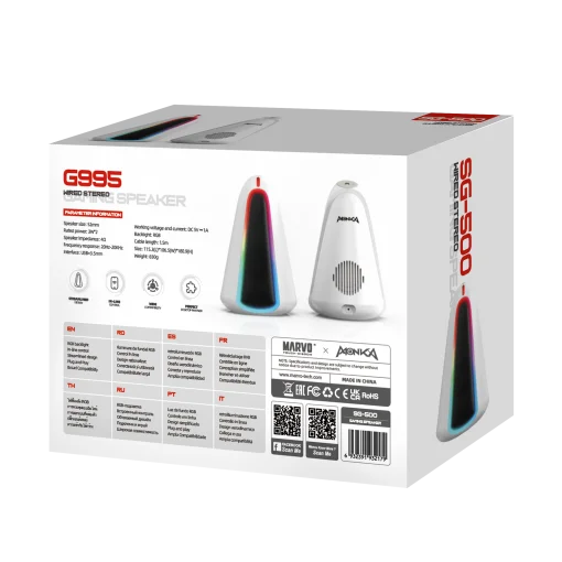 Cod. m:219 Parlantes PC Gaming MONKA SG-500 Zilla / Stereo / Iluminación RGB / USB(Power) + Jack 3.5MM(Audio) / 6W(2*3W)