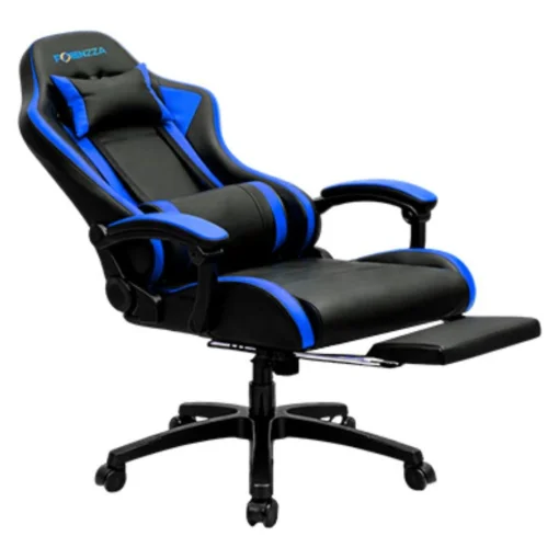 Cod. 1179 Silla Gamer Potenzza RGB Black/Blue / Iluminaci&oacute;n RGB / Almohada cabeza y zona lumbar / reclinable 120&ordm; / Rotaci&oacute;n 360&deg; / Reposapi&eacute;s retr&aacute;ctil