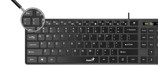 Cod. 186 Teclado Genius SLIMSTAR 126 /12 teclas con función multimedia + 4 teclas de acceso rápido /Elegante y superficie Premium /Slim / USB / Español / Negro