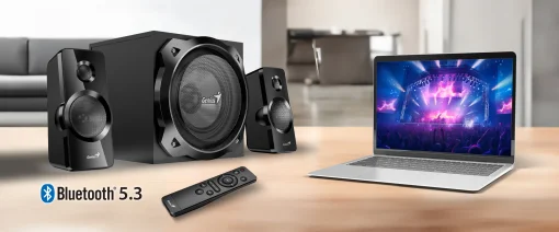 Cod. G:234 Parlantes Genius SW-2.1 1850 BT / Bluetooth 5.3 / 50W(RMS) Subwoofer 25W, Satélites 2*12,5W / Control remoto