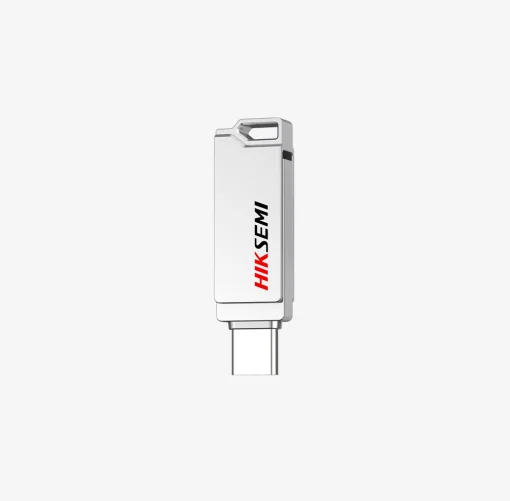 Cod. 230 Flash Memory HIKSEMI SYNC E327C&nbsp;64GB / DUAL USB 3.2&nbsp;Tipo-A y USB Tipo-C High Speed OTG / impermeable / Met&aacute;lico Silver