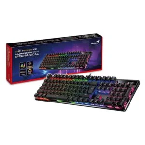 Cod. 289 Teclado Mec&aacute;nico Genius GX Scorpion K12 / iluminaci&oacute;n RGB / Switch Marron / AI Copilot / teclas completas anti-ghosting / 12 teclas FN P/acceso r&aacute;pido / Espa&ntilde;ol USB, Wired 1.8m Negro