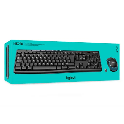 Cod. LO:273 Kit LOGITECH MK270 Teclado &amp; mouse Wireless 2.4GHz / 8 botones acceso rápido / Diseño a prueba de derrame líquidos / Incl. pilas AA larga duración / Español