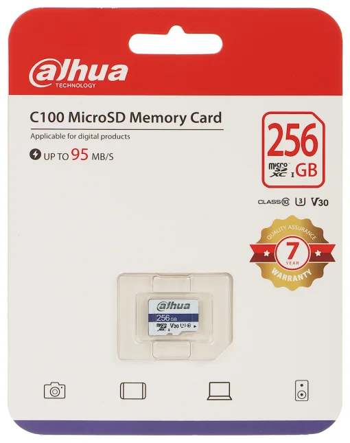 Cod. 228 Memoria Micro SD Dahua C100 / 256GB / Clase 10 V30 / escritura 95MB/s - 90MB/s lectura