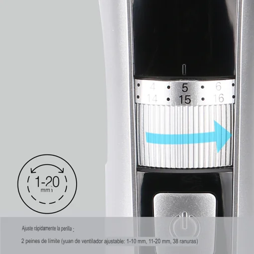 Cod. 1047 Cortadora de cabello Hyundai PHT-048 / Bat. 350mAh / Carga USB 1.5h, uso 40 min. / resistente al agua (IPX6) / 2*limitadores de cabello