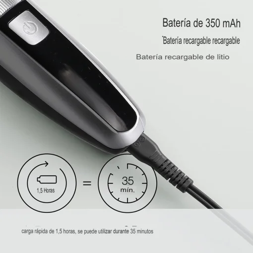 Cod. 1047 Cortadora de cabello Hyundai PHT-048 / Bat. 350mAh / Carga USB 1.5h, uso 40 min. / resistente al agua (IPX6) / 2*limitadores de cabello