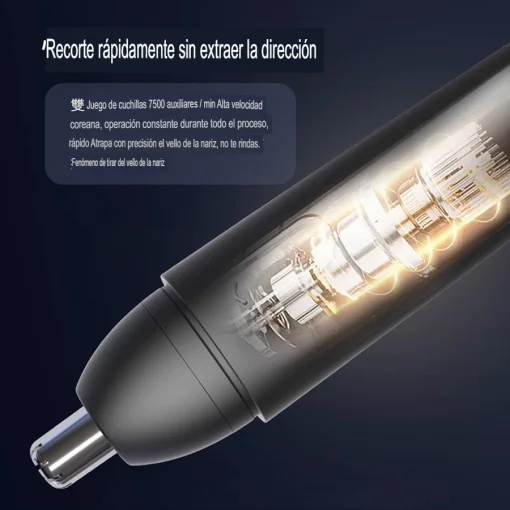 Cod. 1048 Cortador de vello nasal  360° Hyundai FC-032  / Bat. litio 120 mAh / Carga USB 50 min., uso 50 min. / 7500 RPM