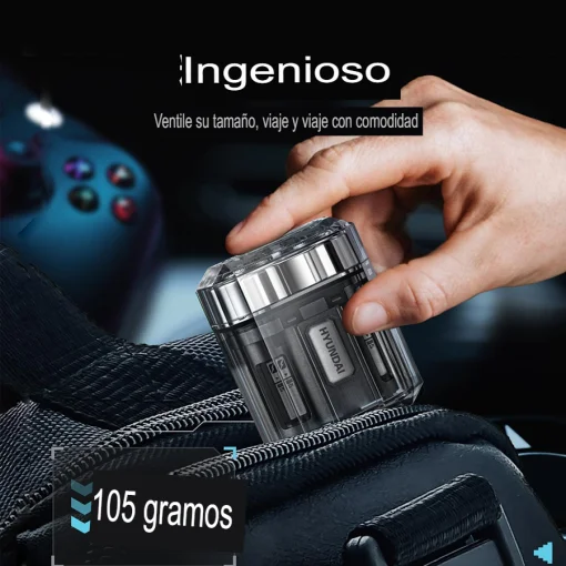 Cod. 1045 Afeitadora portátil Hyundai PHT-084 / 3W / pantalla indicador de carga / LED Efectos RGB / Bat. 600 mAh / USB-C / Carga 1H / 8200 RPM / resistente al agua (IPX6)