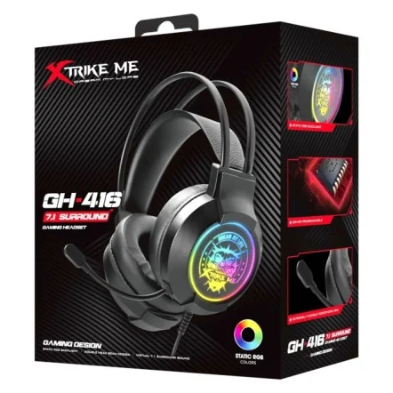 Cod. 111 Headphone Gaming XTRIKE ME GH-516 Stereo / sonido envolvente virtual 7.1 / ilum. RGB estática / Mic. omnidireccional / Interfaz USB / Cable 1.95 m