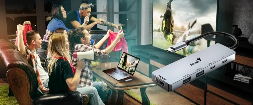 Cod. 375 Hub Multipuertos Genius UH-500 5 en 1 / Interfaz: USB-C a 1*HDMI 4K@60Hz, 1*USB-C PD (Carga r&aacute;pida 100W), 2*USB-A 3.0 &amp; 1*USB-C 5G, / Compatible: Windows&reg;, Mac OS, Android, Apple IOS / Plug &amp; play