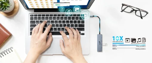 Cod. 375 Hub Multipuertos Genius UH-500 5 en 1 / Interfaz: USB-C a 1*HDMI 4K@60Hz, 1*USB-C PD (Carga r&aacute;pida 100W), 2*USB-A 3.0 &amp; 1*USB-C 5G, / Compatible: Windows&reg;, Mac OS, Android, Apple IOS / Plug &amp; play