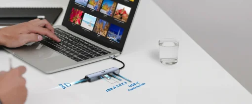 Cod. 374 Hub Multipuertos Genius UH-545 5 en 1 / Interfaz: USB-C a 1*Ethernet&nbsp;RJ45 (Gigabit), 3*USB-A 3.0 (datos), 1*USB-C PD (carga) / Compatible: Windows&reg;, Mac OS, Android, Apple IOS / Plug &amp; play