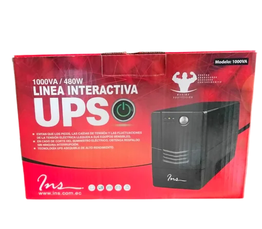 Cod. 063 UPS INS Interactivo 1000VA/480W, 120V / 4* Tomas NEMA 5-15P / Respaldo AVR y Batería 1*12V 9Ah)
