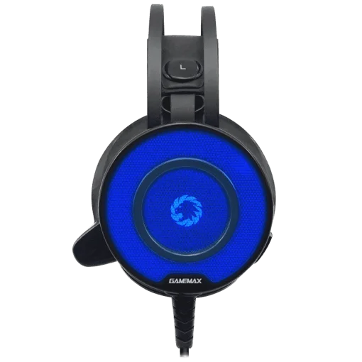 Cod. 112 Headphone Gaming Pro GAMEMAX HG200 / Luces LED 7 colores de efecto respiración / Mic. diseño corto / 2*3.5mm + adaptador a 1*jack, USB(LuzLED) / Cable 2.3 m