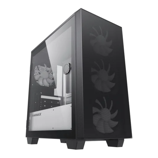 Cod. 143 Case Gaming GAMEMAX Aero Mini Eco / MATX / Panel frontal Mesh / tapa lateral vidrio templado / USB3.0 + USB 2.0 / HD audio / Incluye 4*ventiladores Black 12cm