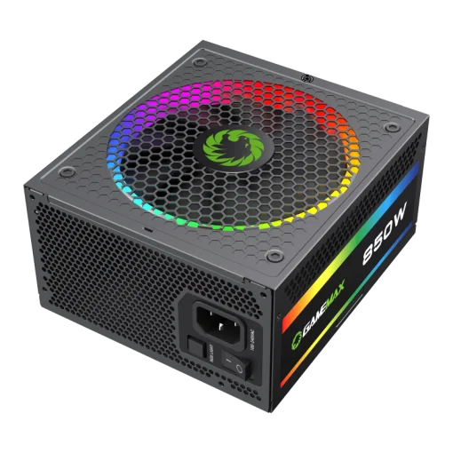 Cod. 161 Fuente de Poder GAMEMAX RGB-850 PRO BK / Modular / 850WATTS / Certificada 80+ Gold / Compatible NVIDIA Series RTX / AMD RT-RX (ATX 12V 2.31, EPS 12V 2.92) / 14CM ARGB FAN Silencioso (25 Modos de iluminaci&oacute;n) Aura SYNC ASUS, GIGABYTE, MSI