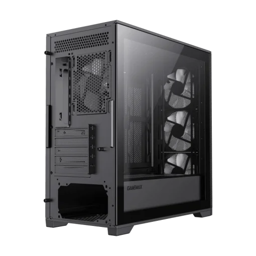 Cod. 316 Case GAMEMAX Defender TG BK/ lateral y frontal vidrios templados / 1*USB3.0 + 2*USB2.0 / Audio HD Compatible: GPU Serie RTX-40xx y enfriador CPU líquido 360 / Incluye: 4*ventiladores 12mm. ARGB