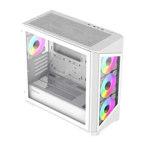 Cod. 394 Case GAMEMAX Destroyer TGW / lateral y frontal vidrios templados / Controlador fan (16 modos RGB / 1*USB3.0 + 2*USB2.0 / HD audio / Incluye: 4*ventiladores 12mm. ARGB