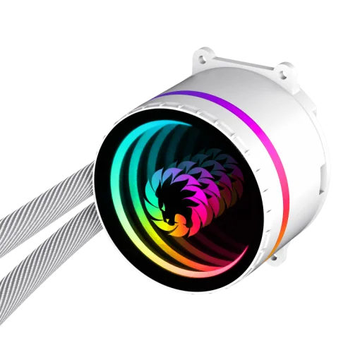 Cod. 165 Sistema de Enfriamiento Líquido GAMEMAX ICEBURG 120 White / FAN 1*120MM PWM / Sincronización ARGB AURA Sync / Conector 5V, 3 pines / 12V 4 pines / Compatible Intel 13va. Gen. LGA 1700 / AMD AM5 / ARGB