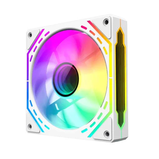 Cod. 376 Kit GAMEMAX Case Infinity White / lateral y frontal vidrio templado / doble c&aacute;mara / USB Tipo-C + USB 3.0, HD audio / sin fuente / Blanco / Incluye P/Armar 4*fans ARGB 120mm + Controlador RGB AURA Sync + CR