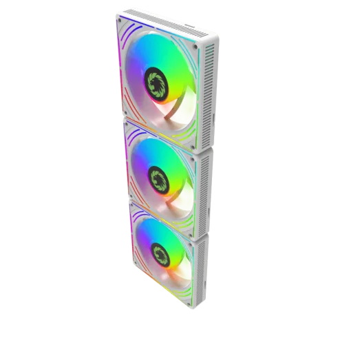 Cod. V:335 Kit Ventiladores PC GAMEMAX RA300 WH / 3*FAN120mm Luces ARGB / AURA 3 pin 5V (M/F), PWM 4 pines(M/F)