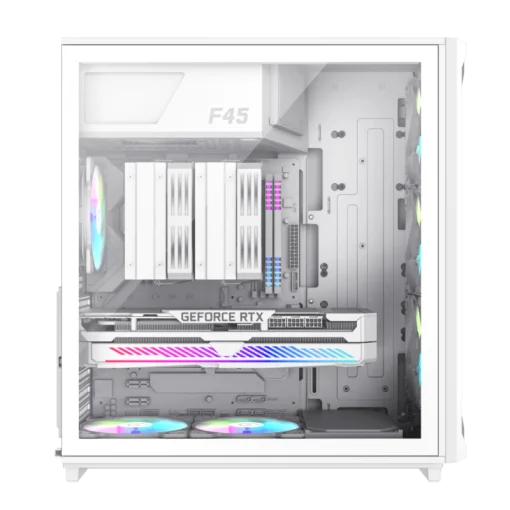 Cod. 357 Case GAMEMAX F46 WH / ATX&nbsp;/ 1*USB-C, 2*USB3.0 / frontal Mesh Optimizado P/Flujo de Aire y lat. vidrio templado&nbsp;/ admite refri. l&iacute;quida 360&deg; &amp; VGA 350mm / M&oacute;dulo I/O intercambiables / Incluye 4*Fans ARGB 120mm