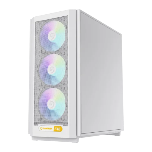 Cod. 357 Case GAMEMAX F46 WH / ATX&nbsp;/ 1*USB-C, 2*USB3.0 / frontal Mesh Optimizado P/Flujo de Aire y lat. vidrio templado&nbsp;/ admite refri. l&iacute;quida 360&deg; &amp; VGA 350mm / M&oacute;dulo I/O intercambiables / Incluye 4*Fans ARGB 120mm