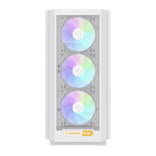 Cod. 357 Case GAMEMAX F46 WH / ATX&nbsp;/ 1*USB-C, 2*USB3.0 / frontal Mesh Optimizado P/Flujo de Aire y lat. vidrio templado&nbsp;/ admite refri. l&iacute;quida 360&deg; &amp; VGA 350mm / M&oacute;dulo I/O intercambiables / Incluye 4*Fans ARGB 120mm