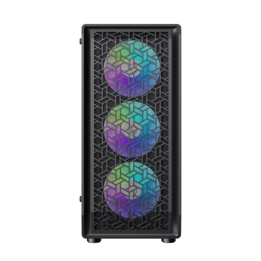 Cod. 324 Case GAMEMAX FORGE MB / lateral vidrio templado y frontal diseño parrilla ABS / 1*USB3.0 + 1*USB2.0 + 1*Tipo-C / Audio HD / Incluye: 4*ventiladores ARGB 120mm