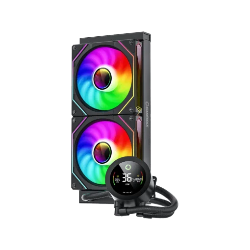 Cod. 167 Enfriamiento Líquido GAMEMAX ICEBURG 240 Digital BK / FAN 2*120MM PWM / TDP 245W / Pantalla digital de temperatura / Sincronización ARGB AURA Sync / Compatible Intel LGA1700 y AMD AM5