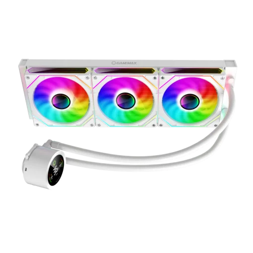 Cod. B:170 Enfriamiento L&iacute;quido GAMEMAX ICEBURG 360 Digital WH / FAN 3*120MM PWM / TDP 290W / Pantalla digital de temperatura / Sincronizaci&oacute;n ARGB AURA Sync / Compatible Intel LGA1700 y AMD AM5